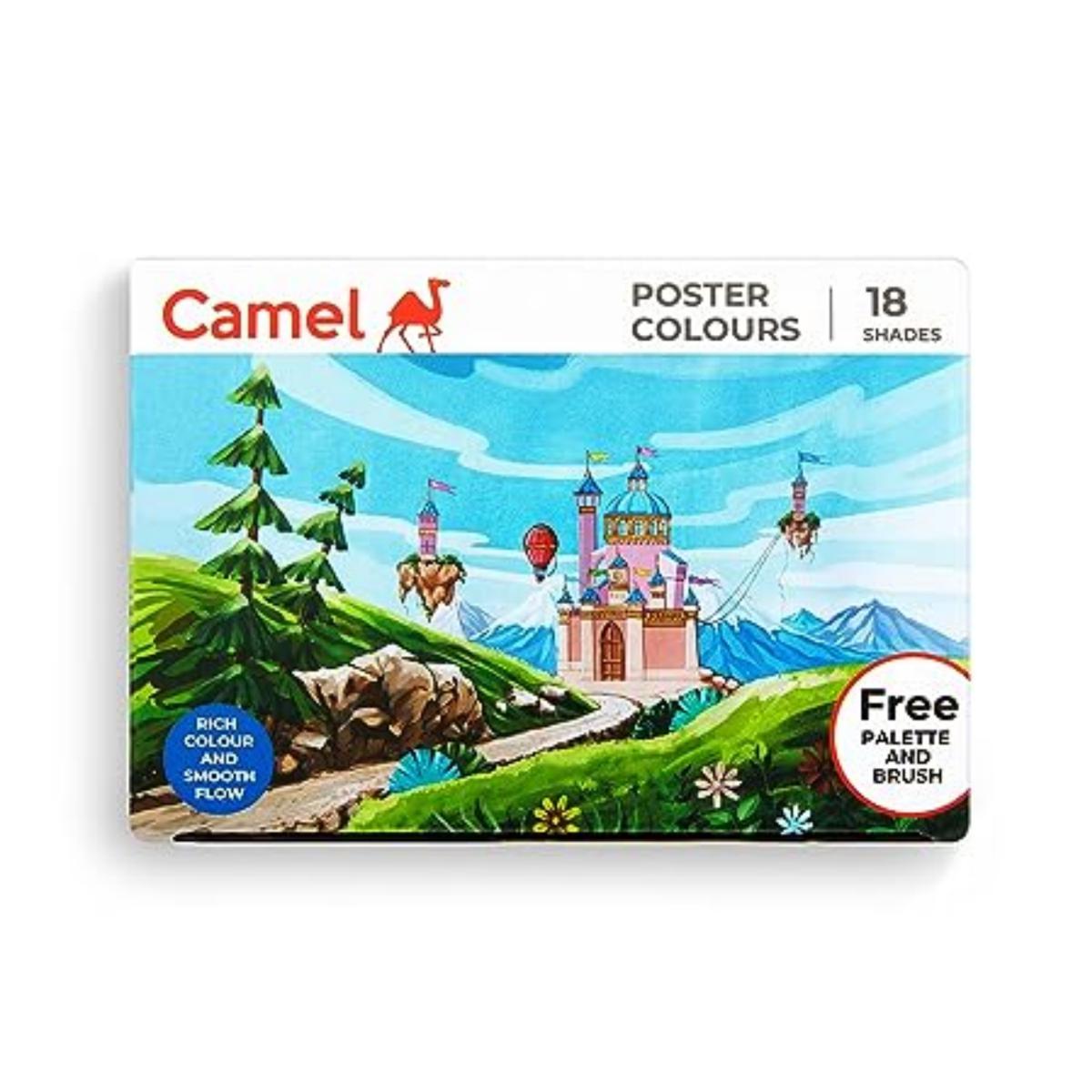 Picture of Camlin Kokuyo Pack of 18 shade bottles 10ml each, 1 palette, 1 brush