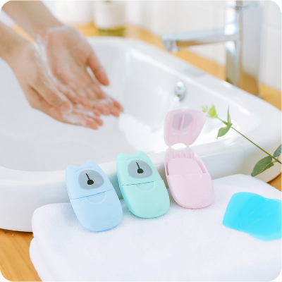 Picture of 50PCS Disposable Soap Paper Washing Cleaning Hand Bath Scented Soap Paper Soap Sheets Sanitizer for Kitchen Travel Hiking Commercial Use Hospitals