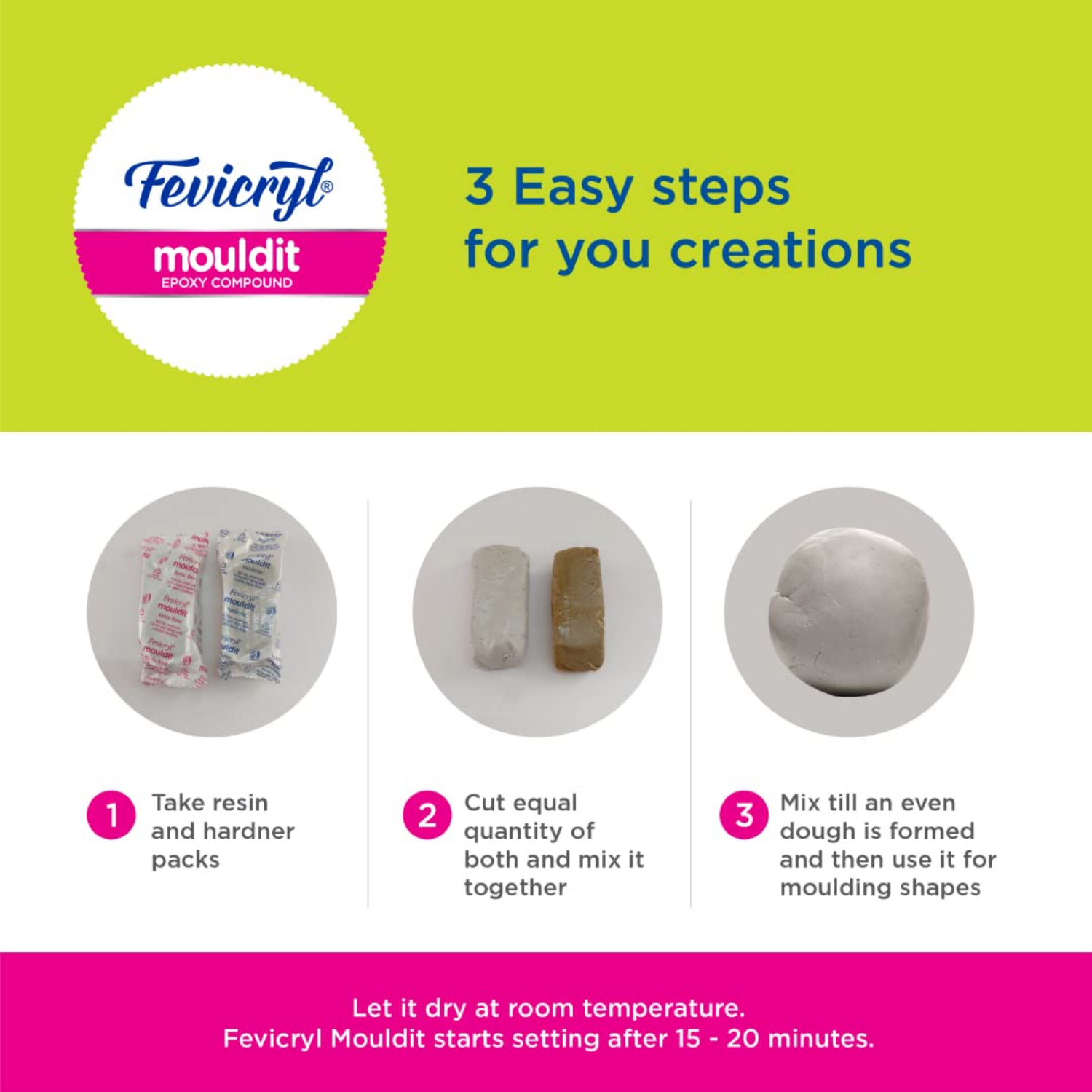 Picture of Fevicryl Mould It, 900 g, Clay Set for Modelling and Sculpting, Air Dry Clay for Art and Craft, Gift for Artists, Students, Children