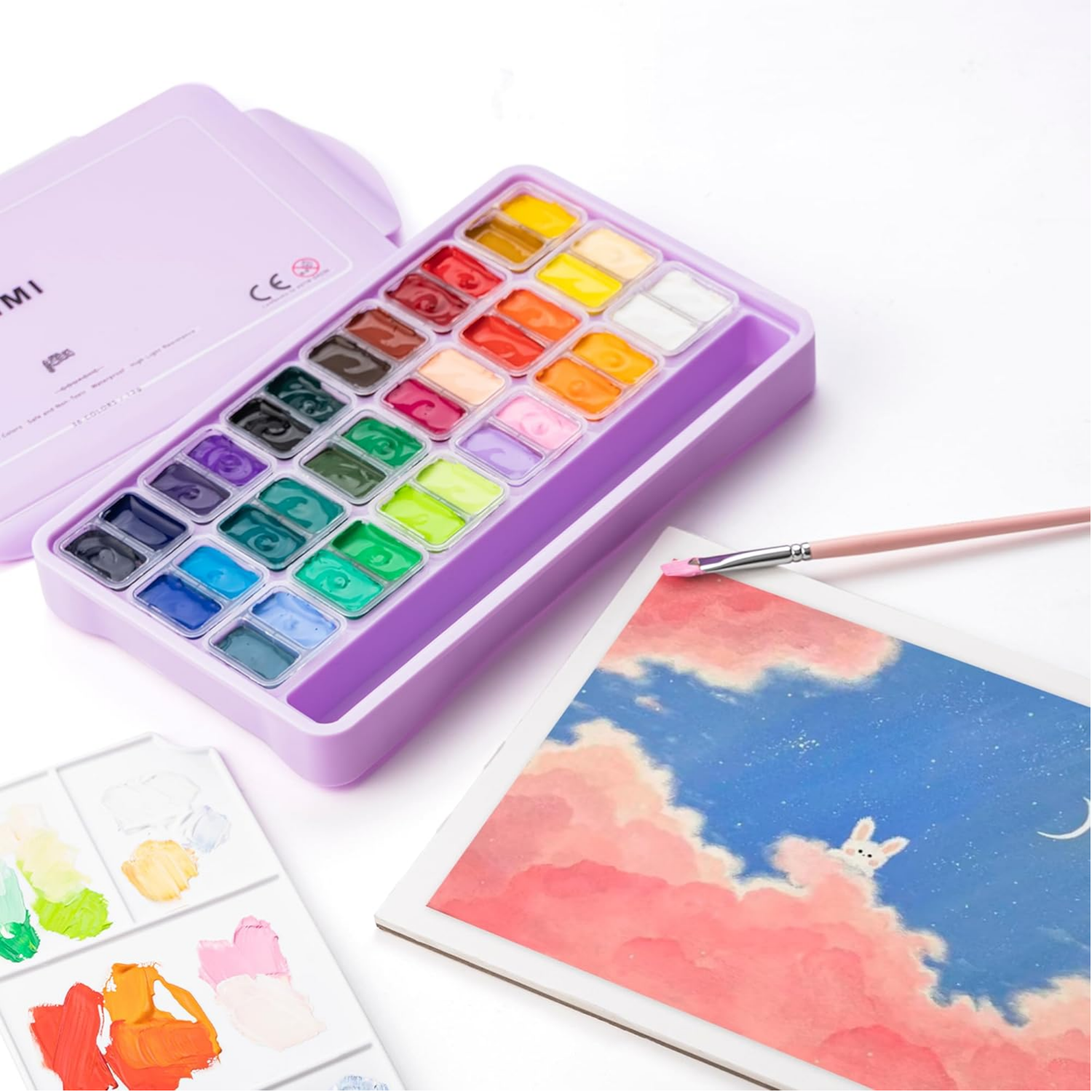 Picture of HIMI Gouache Paint Set，Art Supplies for Professionals，36 Colors 12g，Paint for Canvas and Paper