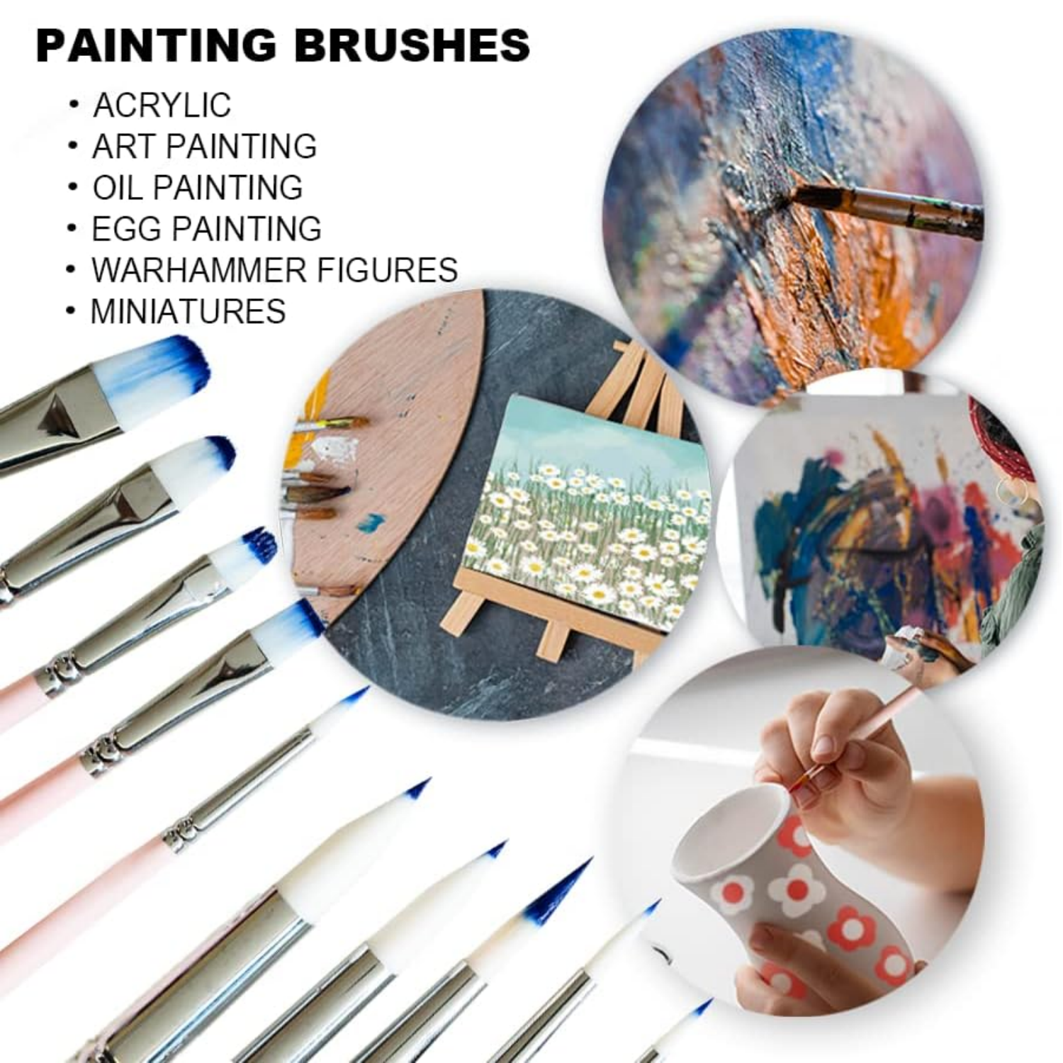 Picture of HIMI Little Bird Paint Brushes Set 5 Pcs for Acrylic Oil Gouache Paint