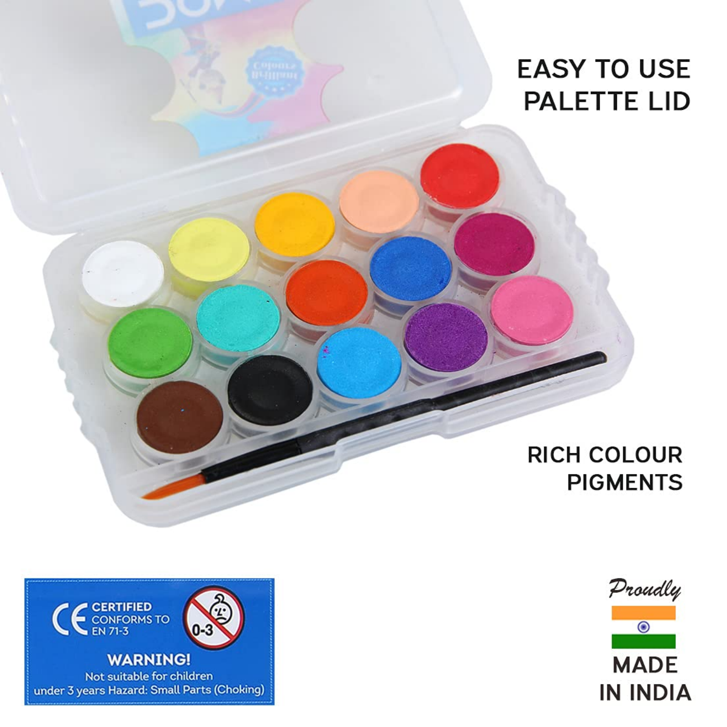Picture of Doms Non-Toxic 15mm Water Colour Cake Set with Paint Brush and Plastic Case