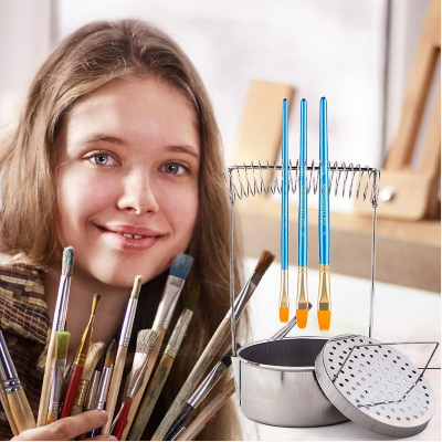 Picture of Paint Brush Washer Stainless Steel Paint Brush Cleaner with Wash Tank Filter Screen Holder Spring Paint Brush Strainer