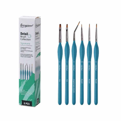 Picture of Giorgione 6 pcs Nylon Hair Wooden Handle Detailed Paint Brushes set
