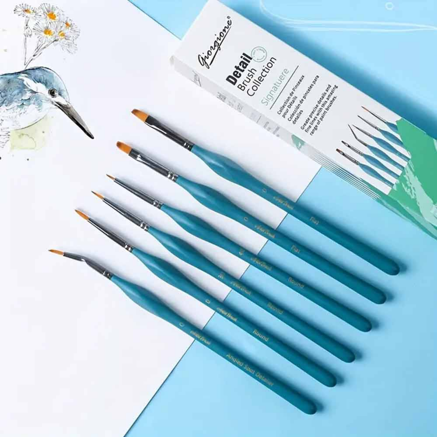 Picture of Giorgione 6 pcs Nylon Hair Wooden Handle Detailed Paint Brushes set