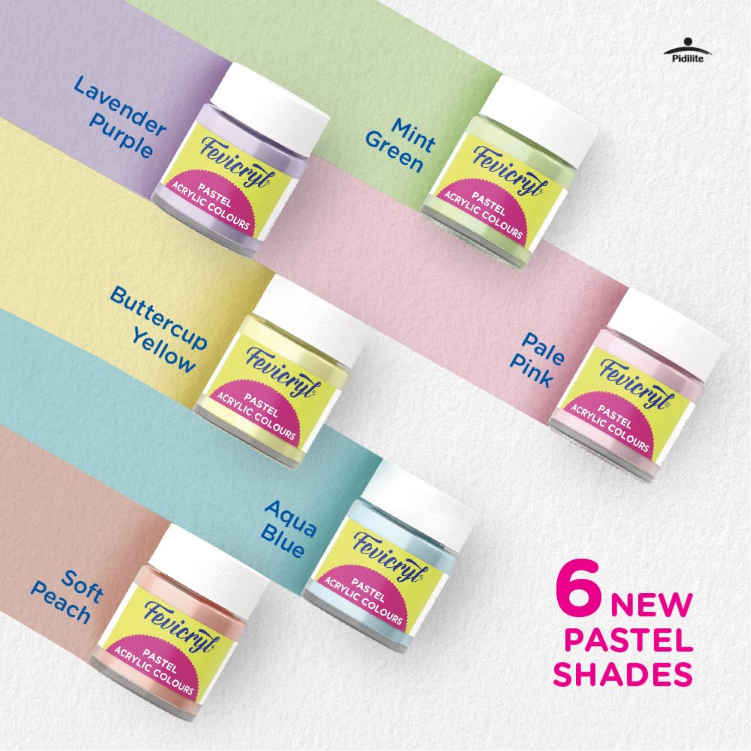 Picture of Fevicryl Multi Surface Pastel Acrylic Colours Kit 6 Shades X 15Ml | Ideal For Wood, Glass, Canvas, Metal, Plastic, Mould It | For Hobbyists, Artists, Diy Art And Craft