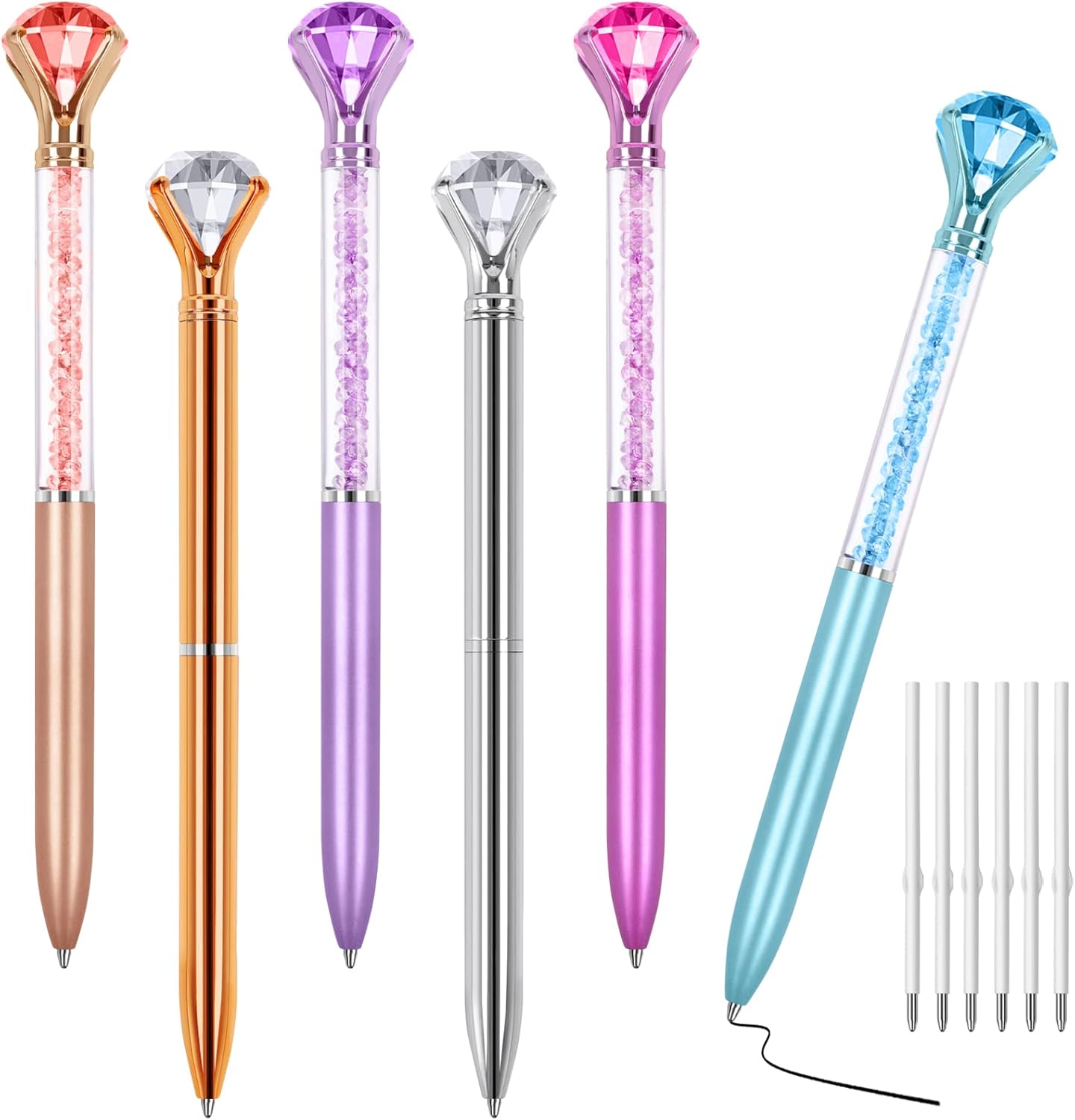 Picture of Diamond Pens with Crystal,Pens with Diamonds on Top, Diamond Pens Bulk including Black Ink Pen Refill, Diamond Top Pens for Office School Home
