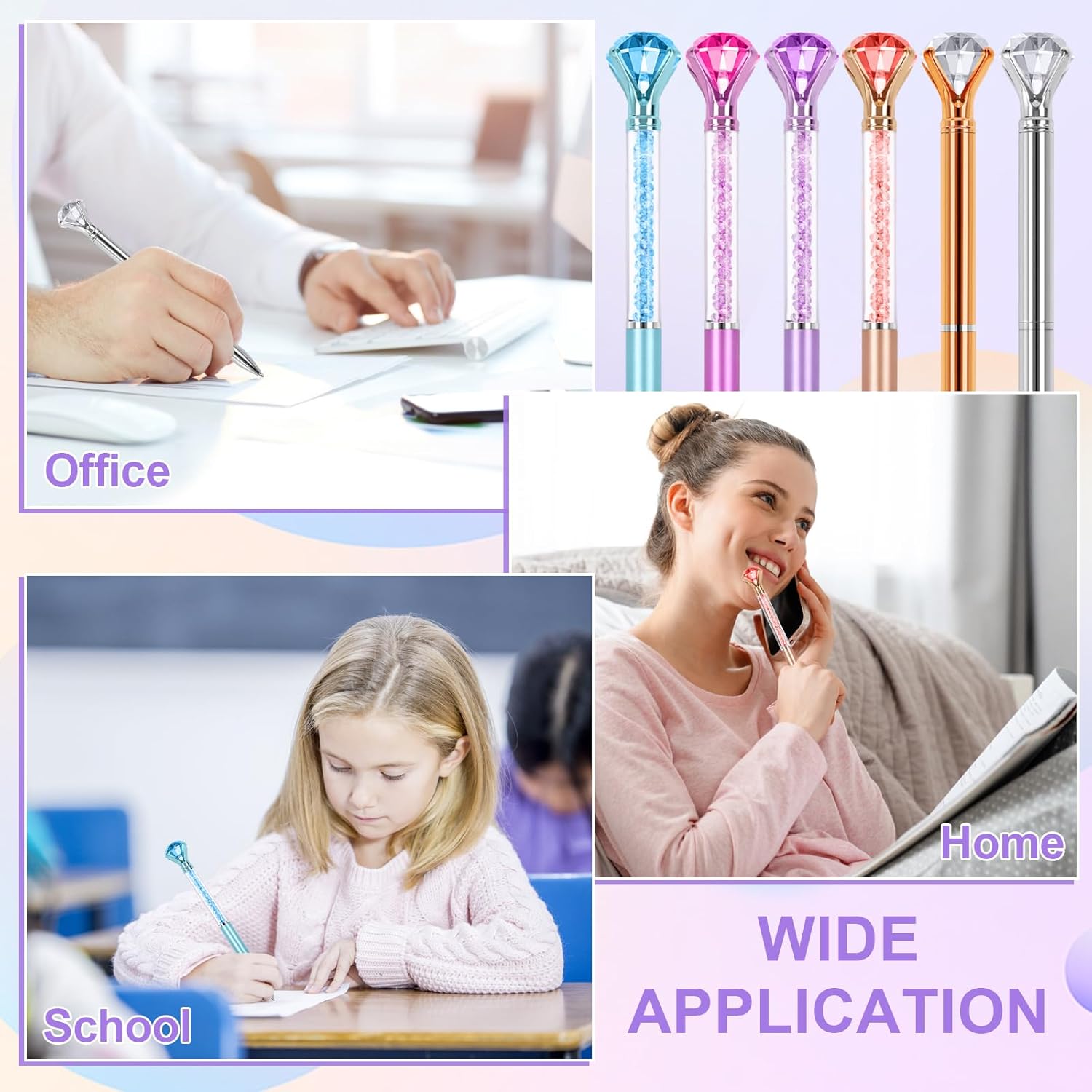 Picture of Diamond Pens with Crystal,Pens with Diamonds on Top, Diamond Pens Bulk including Black Ink Pen Refill, Diamond Top Pens for Office School Home