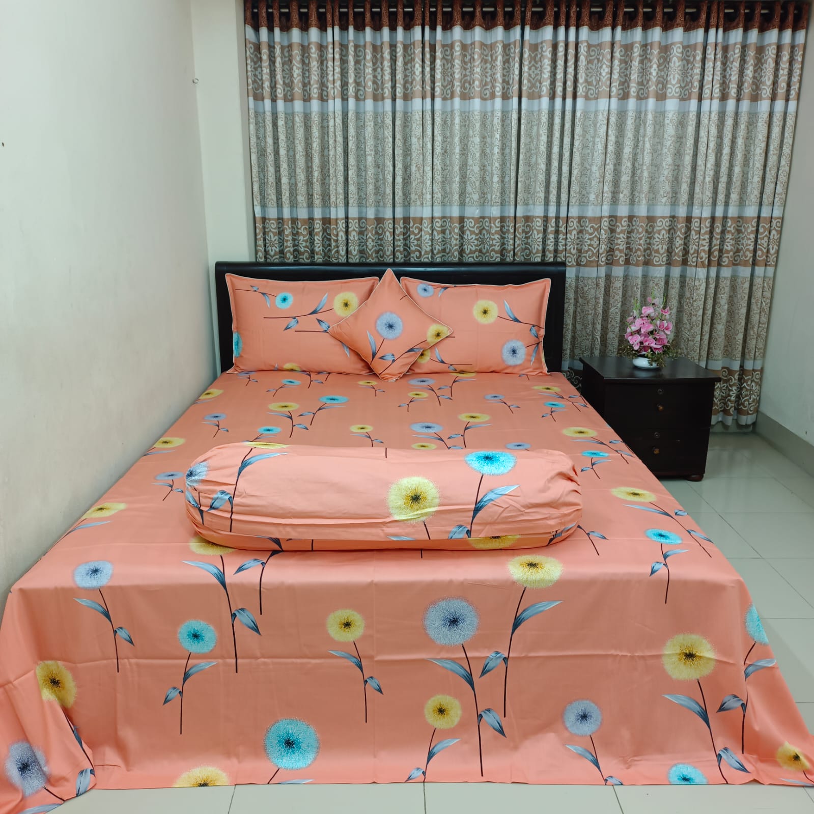 Picture of 30/30 Count Satin Twill King Size Ortha Luxury Bedsheet – 5 Pecs Set