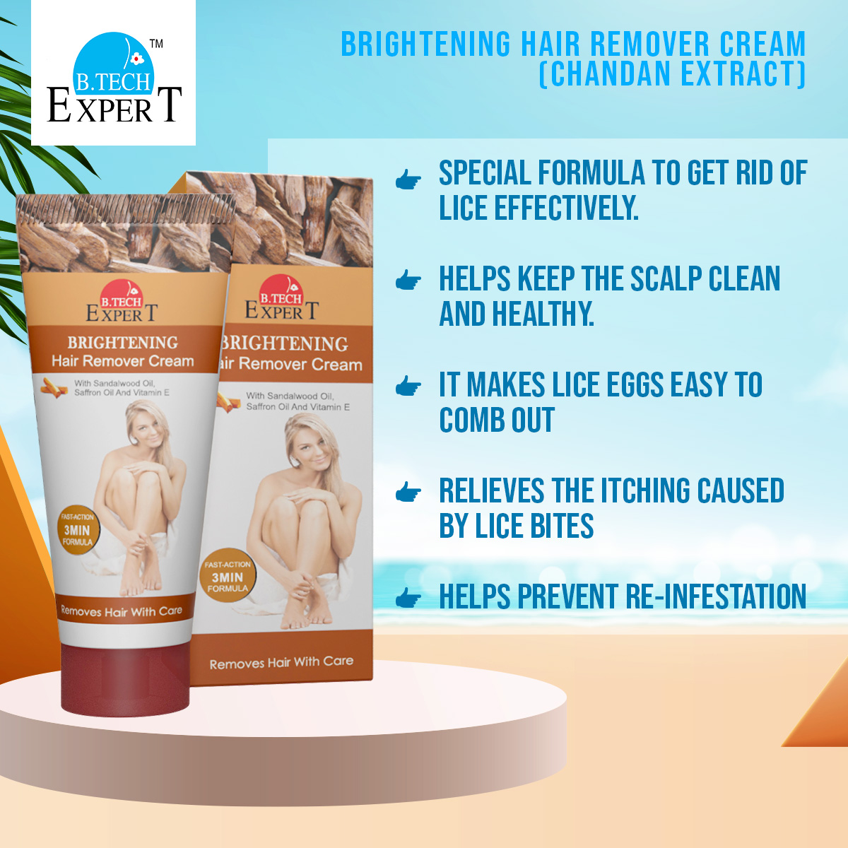 Picture of BRIGHTENING Hair Remover Cream 50gm (Chandan Extract)