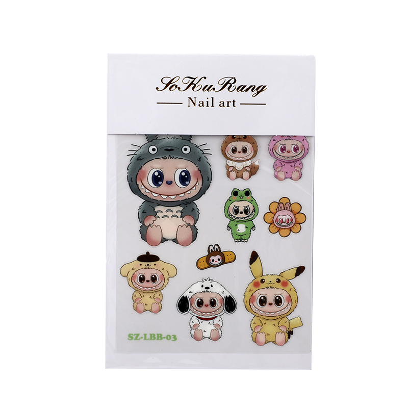 Picture of Labubu & The Monsters Nail Art Stickers | Premium Quality Exclusive Design Collectibles | Mystery Surprise Gifts for Friends & Family | China Made - 4 Pcs Set