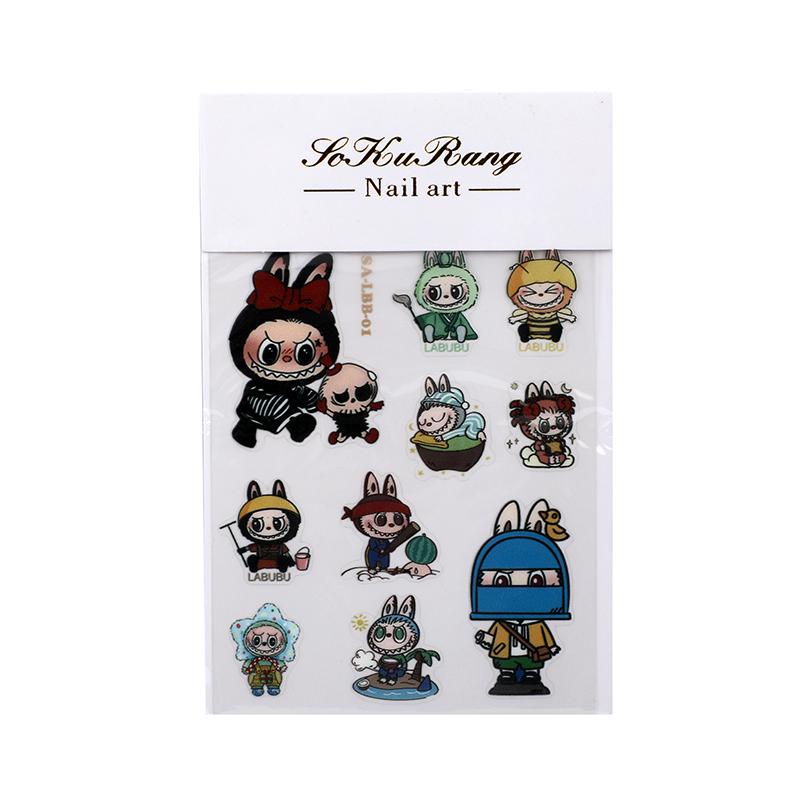 Picture of Labubu & The Monsters Nail Art Stickers | Premium Quality Exclusive Design Collectibles | Mystery Surprise Gifts for Friends & Family | China Made - 4 Pcs Set