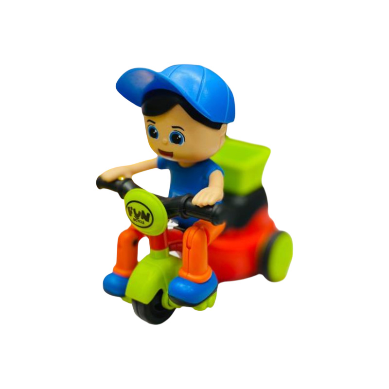 Picture of Mini Cartoon Inertia Tricycle Delivery Boy Model Toy Car Slide Swing Bicycle Children Birthday Gifts Funny Game Kids
