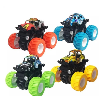 Picture of Pull Back Speed OFF-ROAD Monster Trucks for kids 4 wheel drive (4WD) Friction Monster Truck Car with 360stunt for kids(Red And Sky Blue)