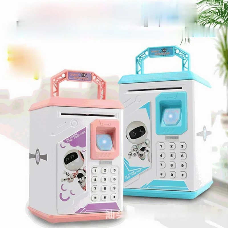 Picture of Cartoon Children's Piggy Bank ATM Password Box Creative Toy Fingerprint Safe Bedroom Desktop Decoration Piggy Bank Birthday Gift