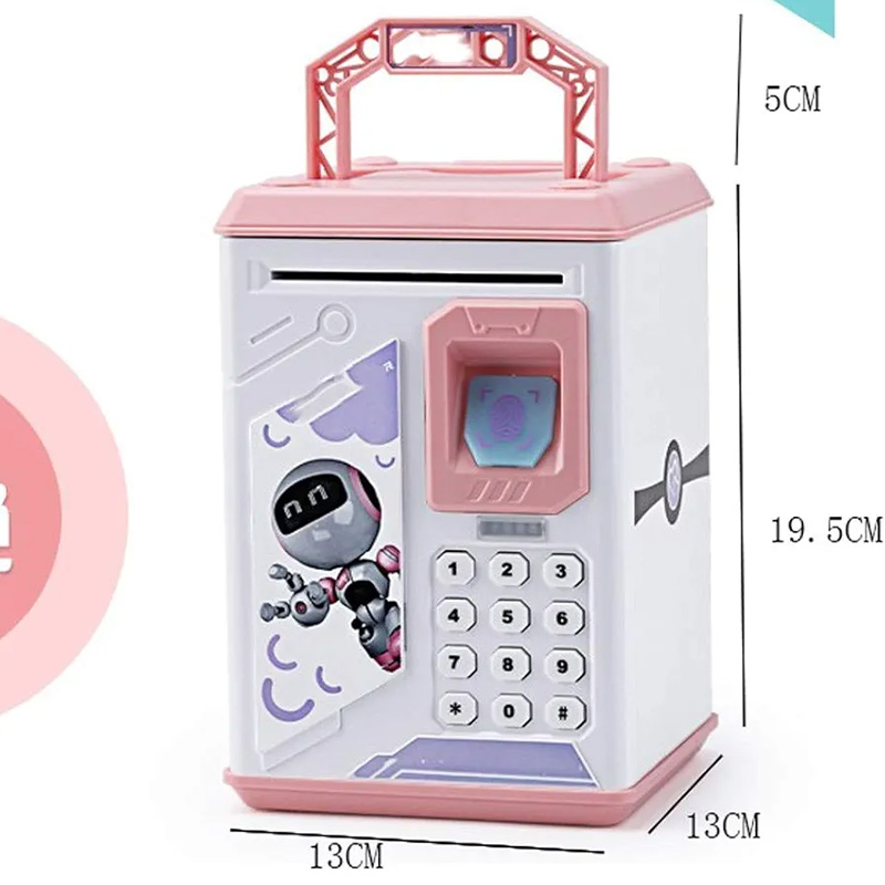 Picture of Cartoon Children's Piggy Bank ATM Password Box Creative Toy Fingerprint Safe Bedroom Desktop Decoration Piggy Bank Birthday Gift
