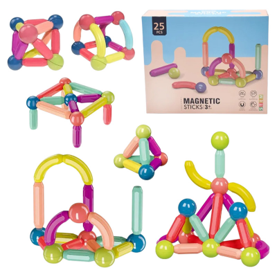 Picture of Magnetic Sticks Building Blocks Toy for Kids, Magnetic Balls and Rods Set Kids Montessori Toys Stacking Toys for Kids Age 3+ Years (25 Pcs), Multi