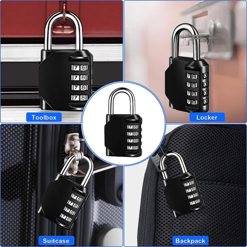 Picture of Combination Padlock 4 Digit Padlock, Zinc Alloy Code Padlock, No Need Keys, Change Yourself - Even Your Code At Will, Suitable for Lockers, Garages, Gates, Schools