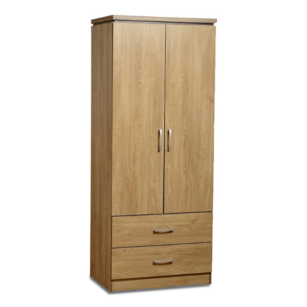 Picture of 2 Part Almirah with coat hanger shelf & 2 Locker Drawer Alamary / Laminated Board Wardrobe2 Door Almira -  Modern Home Furniture M1