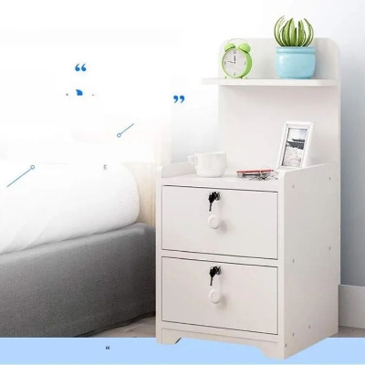 Picture of Modern Bedside Table, 2 Locker Drawer with Storage Shelf, Modern Stand Bedroom Furniture Quarto Cabinet Bedside Table