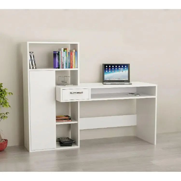 Picture of Home Office Computer Table | Study Table | Laptop Desk with Shelves (White Color Finish) - Computer Table