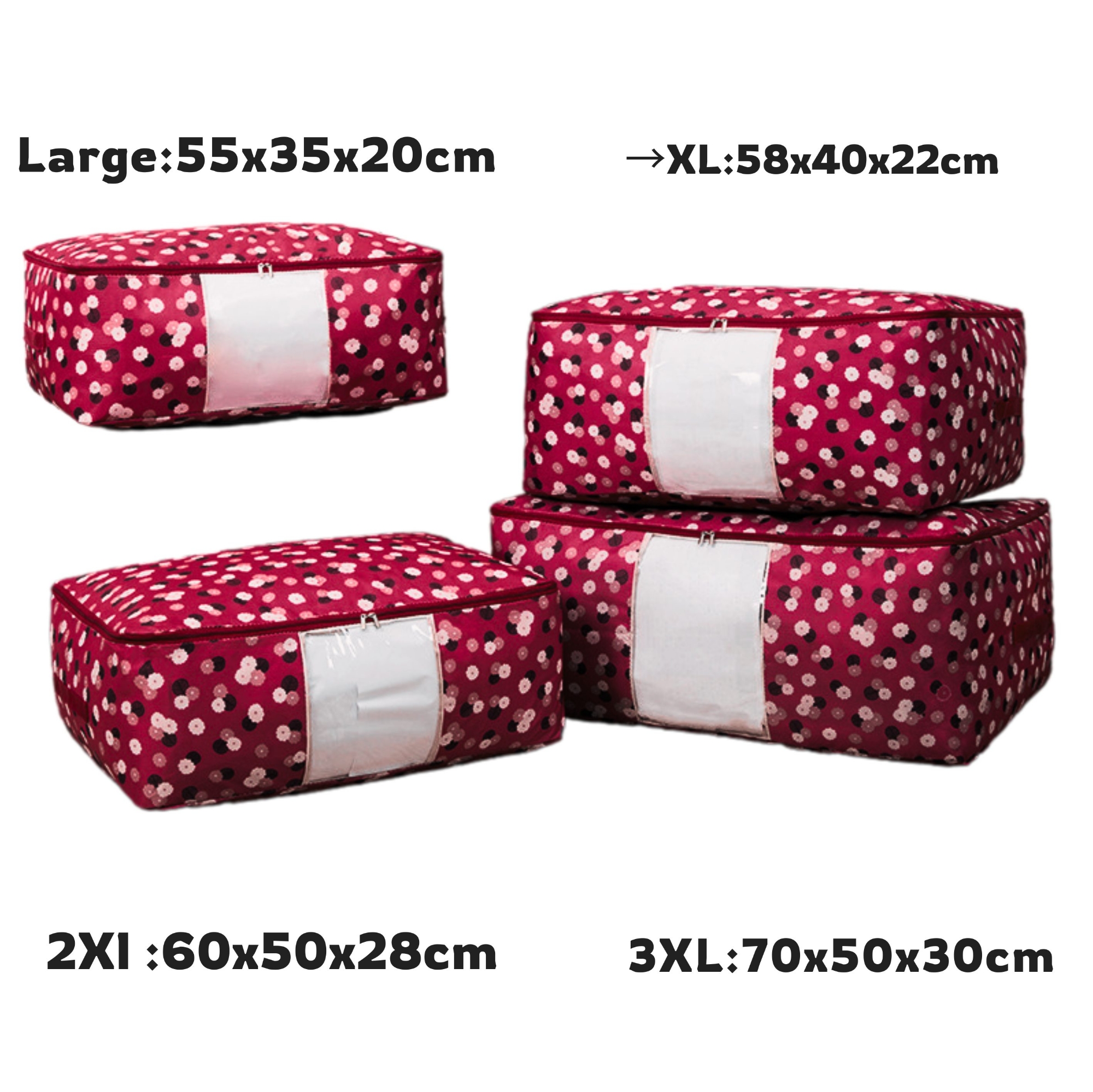 Picture of Maroon Printed Premium Quality Quilt Storage Bag, Blanket Storage Bag, Cloth ,Pillow Organizer Bag Wardrobe Organizer.(MPSB-01)