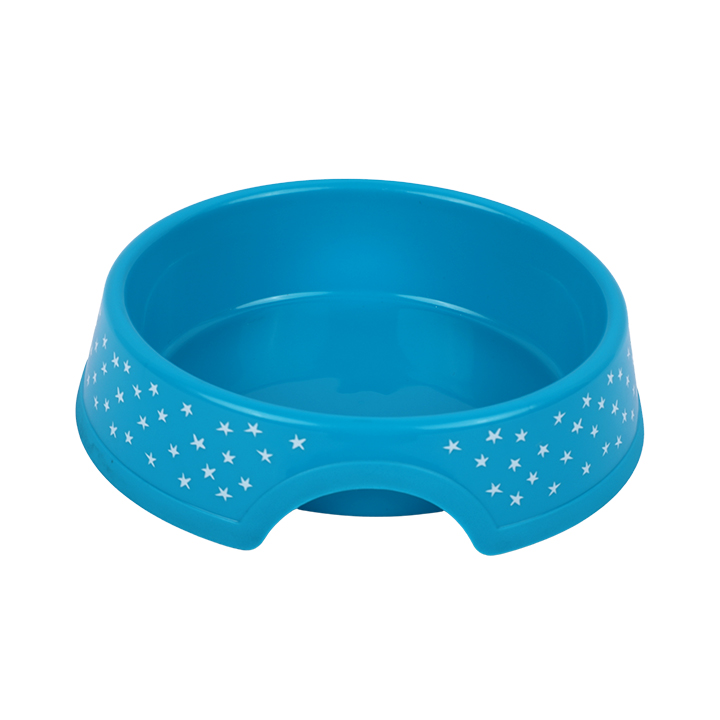 Picture of Blue Plastic Star-Patterned Pet Food and Water Bowl