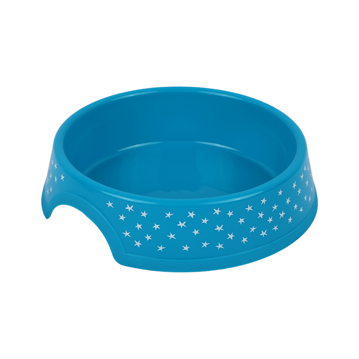 Picture of Blue Plastic Star-Patterned Pet Food and Water Bowl