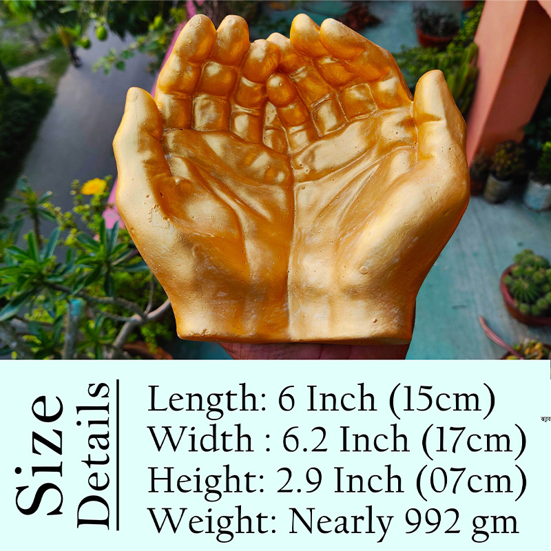 Picture of Golden Hand / Two Hand Shape Concrete Made Show-piece or Mini Flower Tub - 01 pcs - সোনার হাত / হাতের শেপের সোনালি রঙ বড় সাইজ ফুলের টব বা শো-পিচ সিমেন্টের তৈরি
