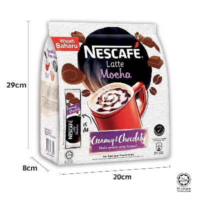 Picture of Nescafe3 In 1 Mocha Coffee Latte - Instant Coffee Packets - Single Serve Flavored Coffee Mix 15 Sticks