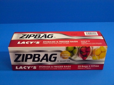 Picture of Lacy’S Zipbag Quart Size 200Mm X 175Mm (25 Bags+ 5 Free)
