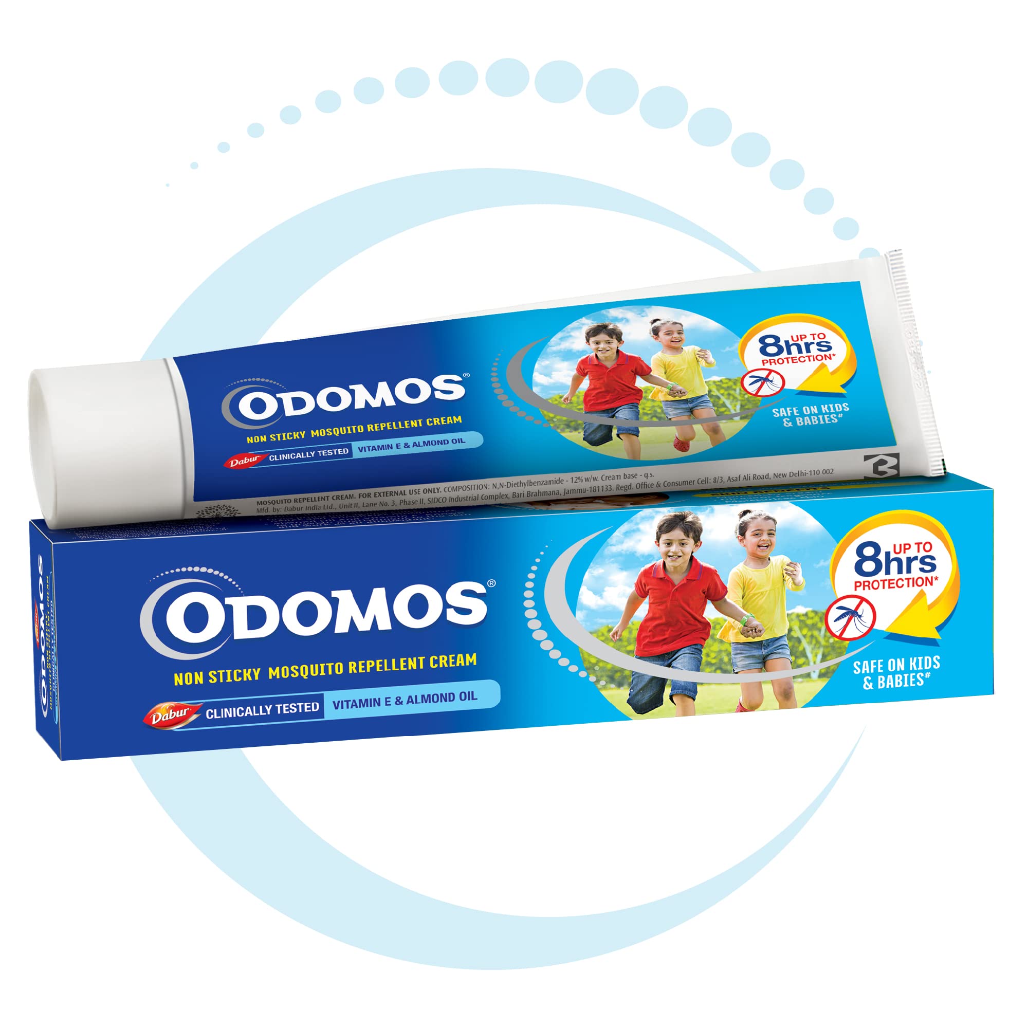 Picture of Odomos Blue 100gm Naturals Mosquito Repellent Non-Sticky Cream with Vitamin E & Almond Oil (Made in India)