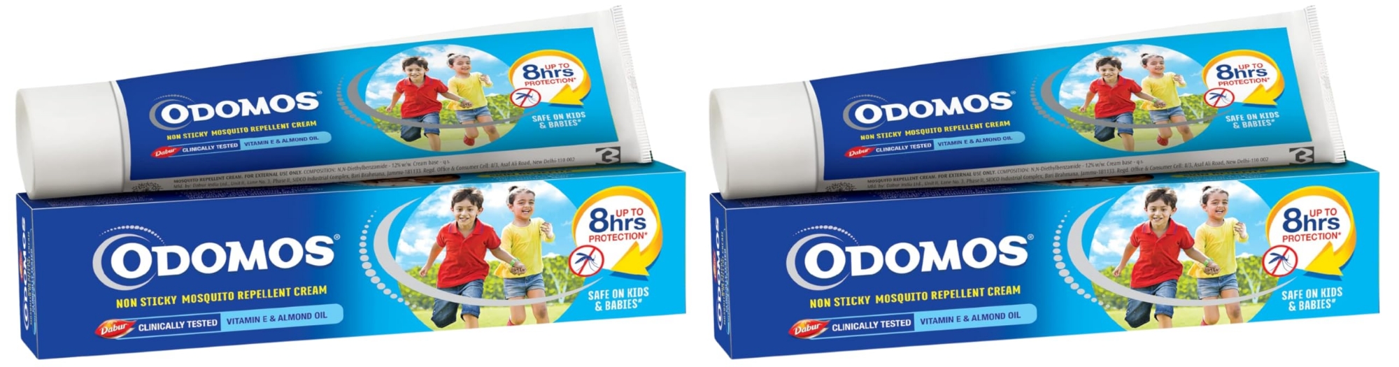 Picture of Odomos Blue 100gm Naturals Mosquito Repellent Non-Sticky Cream with Vitamin E & Almond Oil (Made in India)