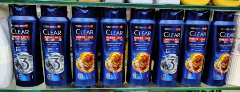 Picture of Clear Men 3in1 Shampoo for men, anti dandruff shampoo for Hair, Face & Body, Active Clean, 100% dandruff-free scalp^, refreshed & moisturized skin, 400ml