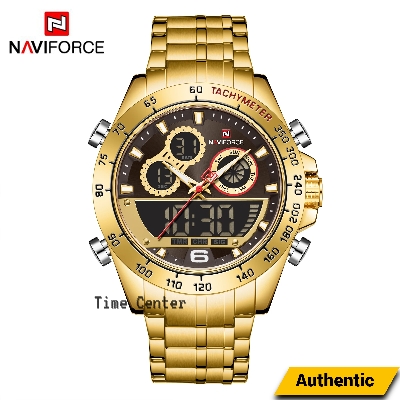 Picture of NAVIFORCE NF9188 Men's Stainless Steel Luxury Fashionable Classic Dual Time Wrist Watch For Men - Golden