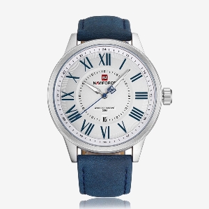 NAVIFORCE NF9126 - Blue Leather Analog Watch for Men - Blue & Silver