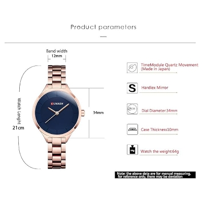 Picture of Curren 9015 Women'S Watch Luxurious Stainless Steel Women'S Watch-Rose Gold And Blue Color