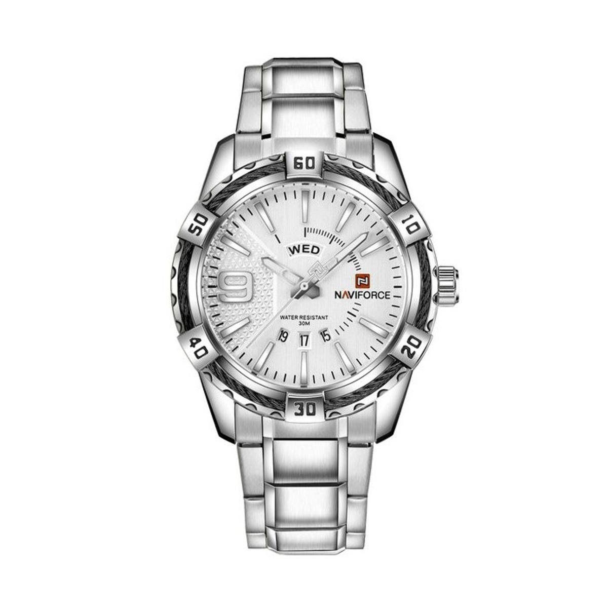 Picture of Naviforce NF9117 - Silver Stainless Steel Analog Watch for Men - Silver