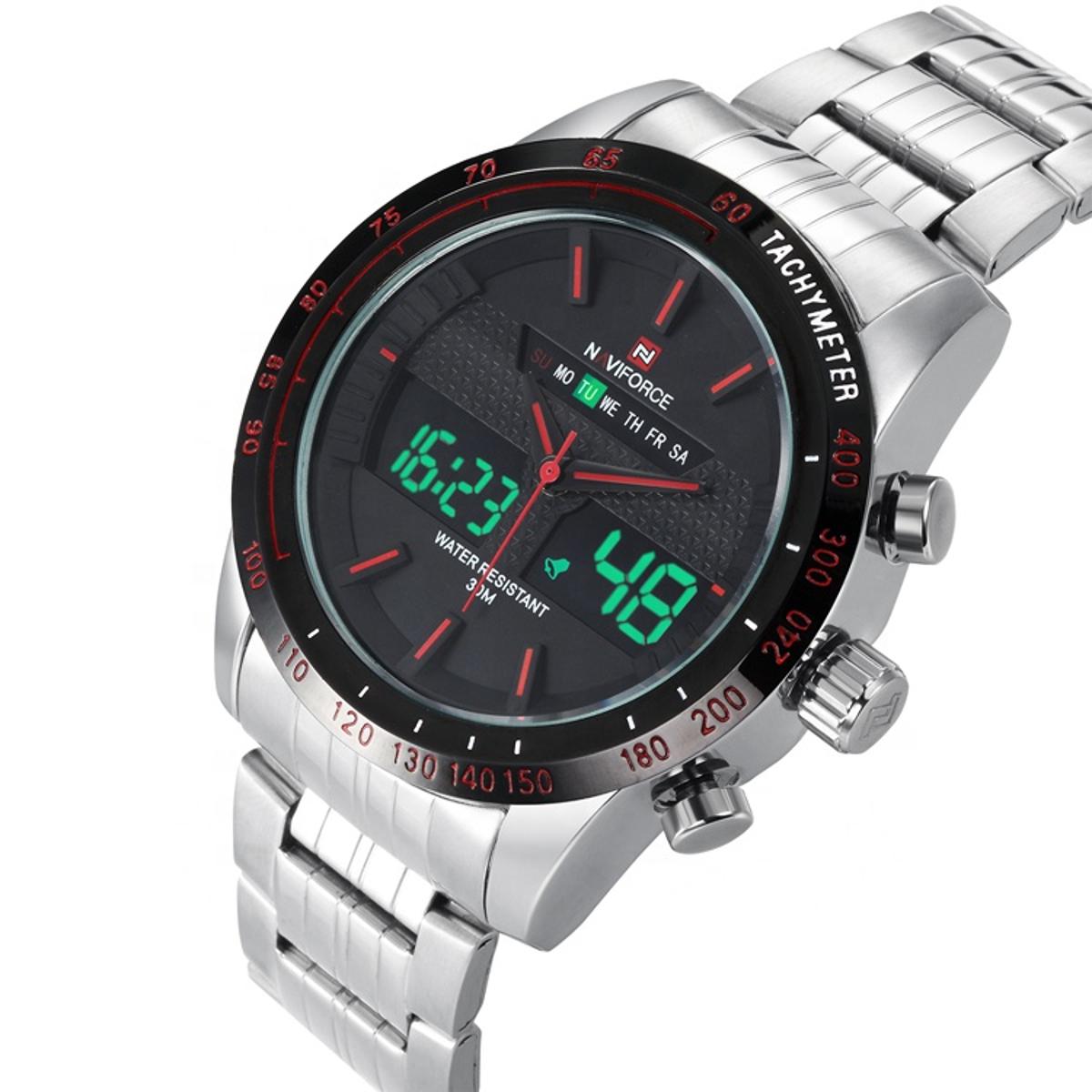 Picture of NAVIFORCE NF9024 Stainless Steel Dual Display Wrist stainless steel Watch - Silver and White