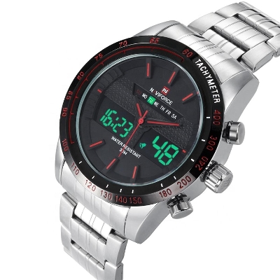 Picture of NAVIFORCE NF9024 Stainless Steel Dual Display Wrist stainless steel Watch - Silver and White