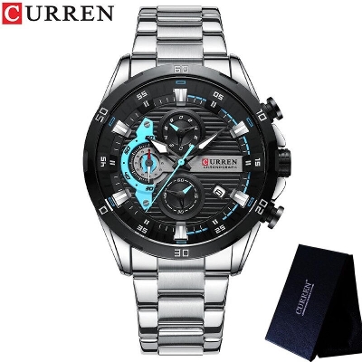 Picture of পুরুষদের জন্য curren 8402 কব্জির ঘড়ি স্টেইনলেস স্টিলের চোনোগ্রাফ ঘড়ি-আকাশী
