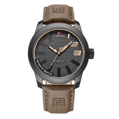 Picture of NAVIFORCE 9202 Casual Leather Watch Style Fashion Wristwatch For Men - Black & Chocolate