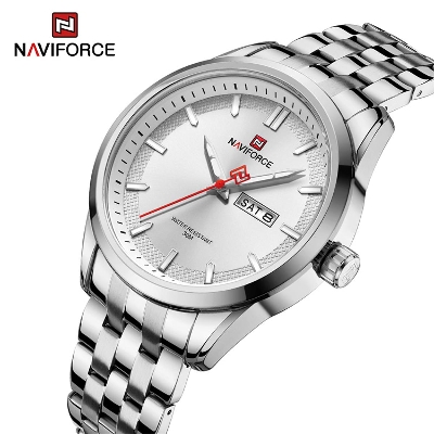 Picture of NAVIFORCE 9203 Business mens watches stainless steel strap with Day Quartz Wristwatches-Silver