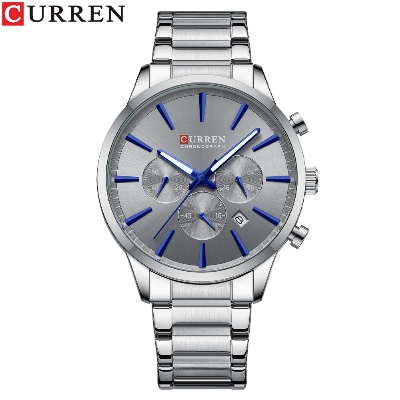 Picture of CURREN 8435 Stainless Steel Watches for Mens Creative Fashion Luminous Dial with Chronograph Watch Male Casual Wristwatches Silver- Ash