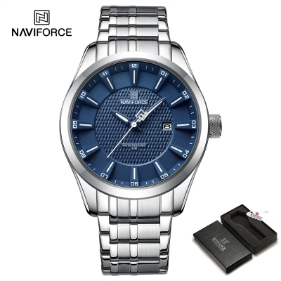 Picture of NAVIFORCE 8032  Alloy Quartz watches Stainless Steel strap with 30m waterproof men wristwatch Casual -Silver Blue