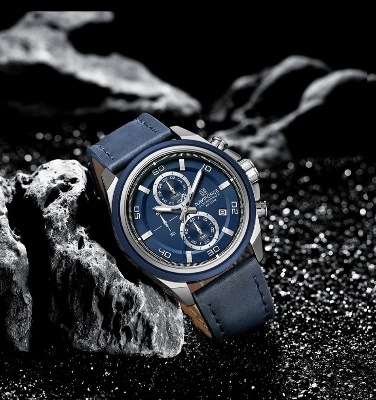 Picture of NAVIFORCE 8075 Casual Fashion Watches for Man Luminous  Date Display Genuine Leather Band Male Clock Relogios Masculino & Silver Blue