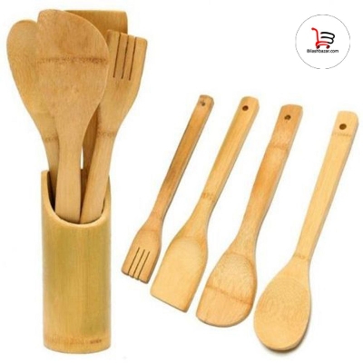 Picture of Bamboo Cooking Spoon 4 pieces set with Holder