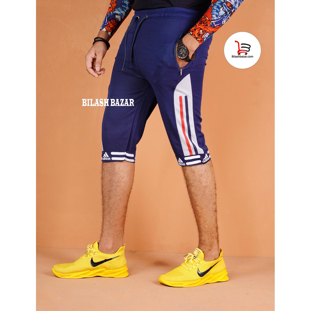 Picture of Stylish Navy Blue And Grey Color Comfortable Three Quarter Pant For Men