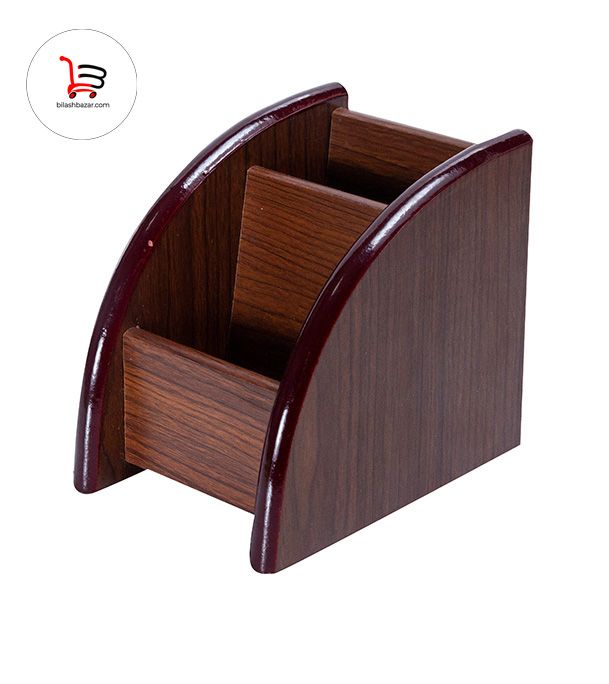 Picture of Wooden Rotating Pen Stand & Card Holder Stationery Desk Organizer and Mobile Holder