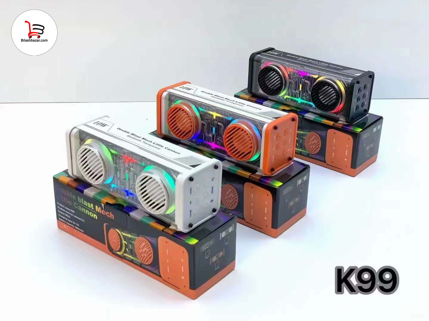 Picture of K99 New Transparent Style Mecha Mini Computer Bluetooth Speaker Bass Portable Wireless BT Music Speaker